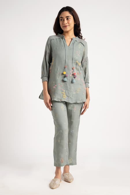 KAVERI Walk in the Clouds Karma Floral Print Top & Pant Set 