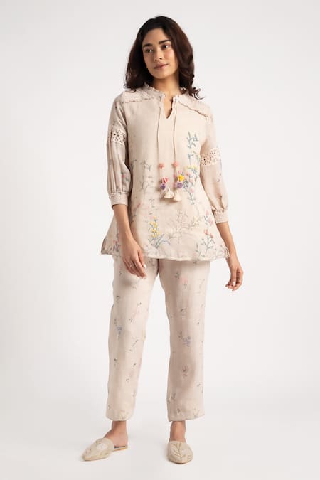 KAVERI Walk in the Clouds Karma Floral Pattern Top & Pant Set 