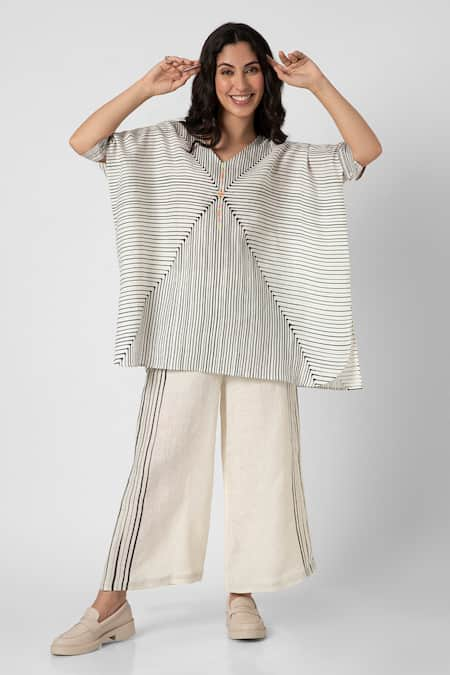 KAVERI Intersection Square Striped Top & Pant Set 