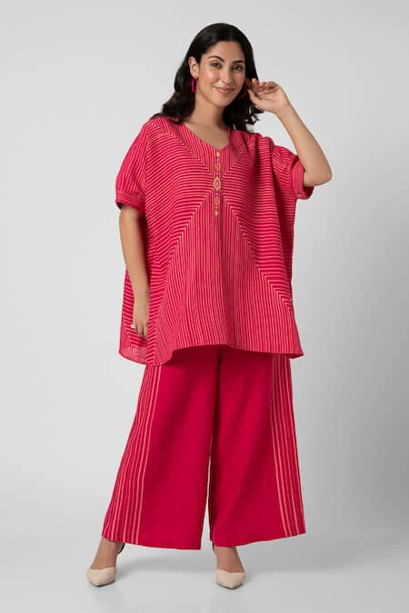 KAVERI Intersection Square Hand Screen Print Top & Pant Set 