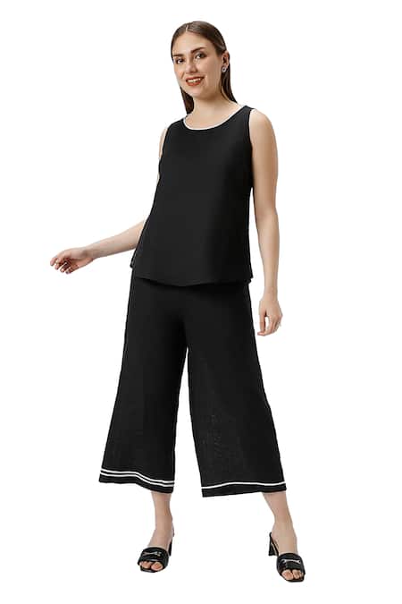 Buy Kaveri Black 100% Linen Plain Jacket Collared Neck Pant Set Online at Aza Fashions Buy_Kaveri_Black 100% Linen Plain Jacket Collared Neck Pant Set _Online_at_Aza_Fashions