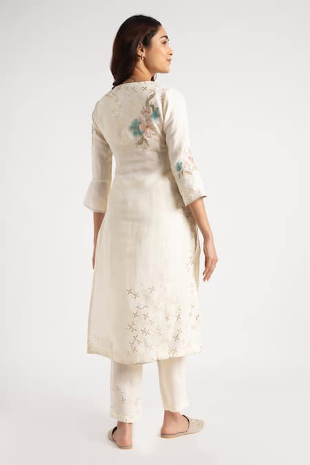 Kaveri Corsage Embroidered Kurta Pant Set 