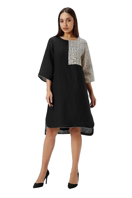 Shop Kaveri Grey Linen Foil Printing Round Neck Forest Land High Low Midi Dress Online at Aza Fashions Shop_Kaveri_Grey Linen Foil Printing Round Neck Forest Land High Low Midi Dress _Online_at_Aza_Fashions