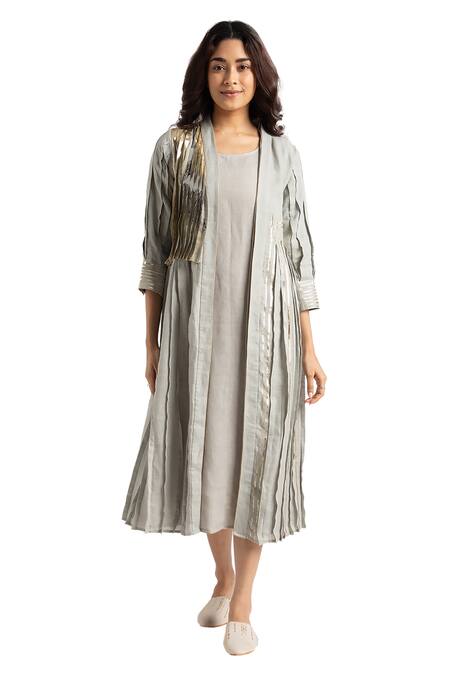 Kaveri Green 100% Linen Hand Printed Illusion Amanda With Dress Online at Aza Fashions Kaveri_Green 100% Linen Hand Printed Illusion Amanda With Dress _Online_at_Aza_Fashions
