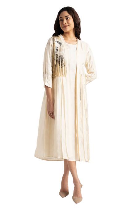 Shop Kaveri Off White 100% Linen Hand Screen Printed Illusion Amanda With Dress Online at Aza Fashions Shop_Kaveri_Off White 100% Linen Hand Screen Printed Illusion Amanda With Dress _Online_at_Aza_Fashions