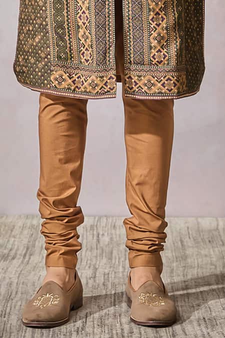 Buy_Tarun Tahiliani_Multi Color Poplin, Lycra Embroidery Kasheeda Print Straight Kurta With Churidar _Online_at_Aza_Fashions