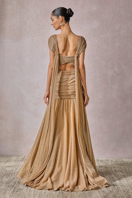 Tarun Tahiliani Crystal Embellished Fluted Gown 