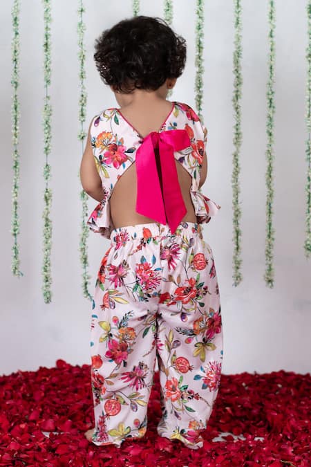Shop Lil Angels Multi Color Crepe Embroidery, Sequins, Floral Tulip Pattern Tunic With Dhoti at Aza Fashions Shop_Lil Angels_Multi Color Crepe Embroidery, Sequins, Floral Tulip Pattern Tunic With Dhoti _at_Aza_Fashions