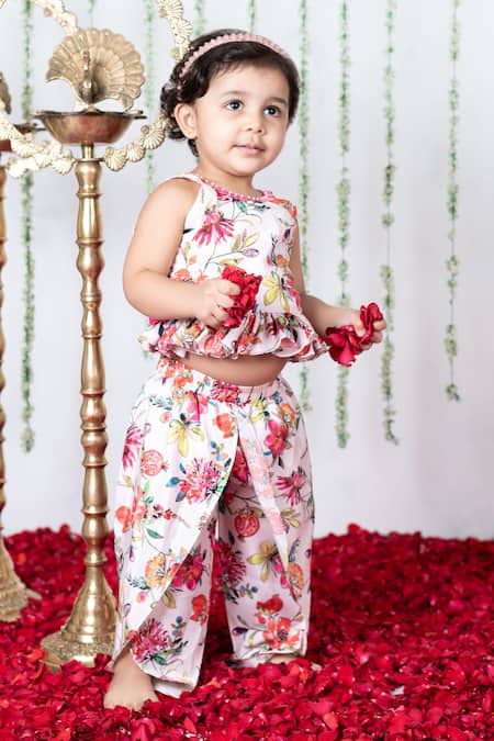 Buy Lil Angels Multi Color Crepe Embroidery, Sequins, Floral Tulip Pattern Tunic With Dhoti Online at Aza Fashions Buy_Lil Angels_Multi Color Crepe Embroidery, Sequins, Floral Tulip Pattern Tunic With Dhoti _Online_at_Aza_Fashions