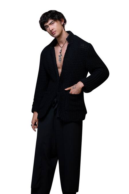 Buy_Vikram Bajaj_Black Crepe Solid Wrap Around Dhoti Pant_Online_at_Aza_Fashions