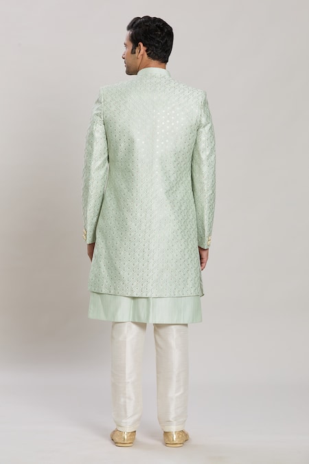 Arihant Rai Sinha Sequin Embroidered Sherwani Aligadhi Pant Set 