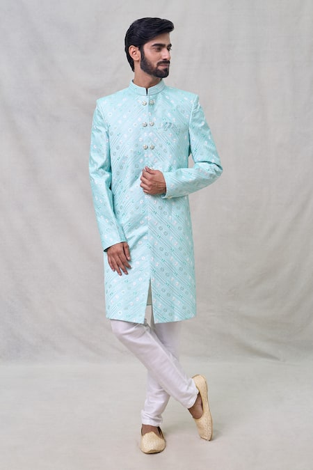 Arihant Rai Sinha Floral Embroidered Sherwani With Aligadhi Pant 