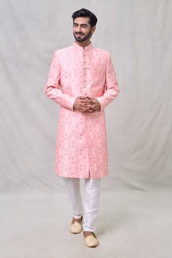 Buy Arihant Rai Sinha Pink Silk, Cotton Sequins, Embroidery Floral Butti Sherwani With Aligadhi Pant at Aza Fashions Buy_Arihant Rai Sinha_Pink Silk, Cotton Sequins, Embroidery Floral Butti Sherwani With Aligadhi Pant _at_Aza_Fashions