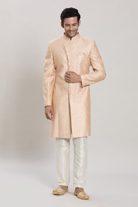 Arihant Rai Sinha Sequin Butti Embroidered Straight Sherwani With Aligadhi Pant 