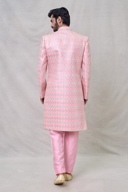 Arihant Rai Sinha Embroidered Layered Straight Sherwani With Aligadhi Pant 