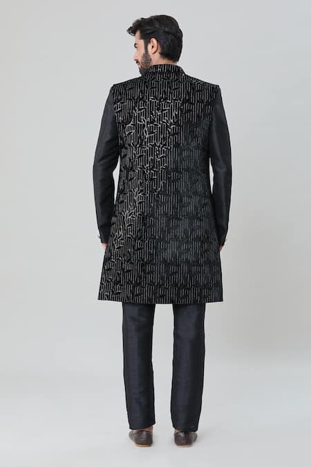 Arihant Rai Sinha Leaf Vine Embroidered Jacket Aligadhi Pant Set 