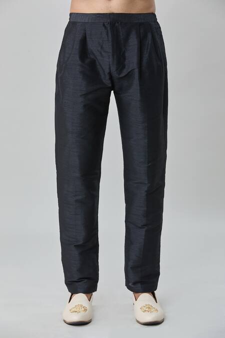 Arihant Rai Sinha_Black Velvet, Silk Sequins Leaf Vine Embroidered Jacket Aligadhi Pant Set _at_Aza_Fashions