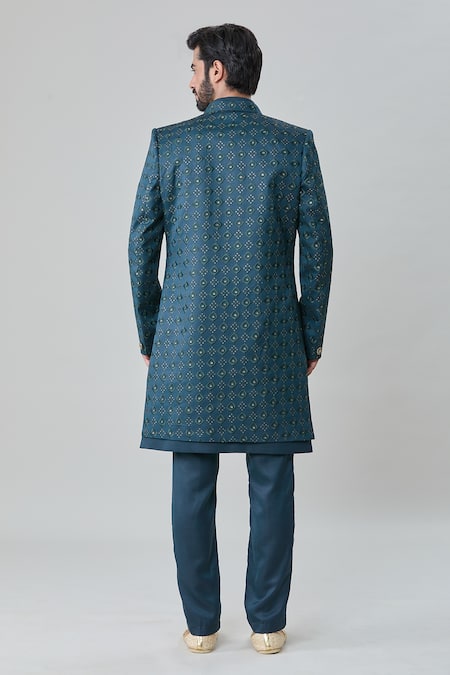 Arihant Rai Sinha Geometric Butti Embroidered Sherwani Jacket Pant Set 