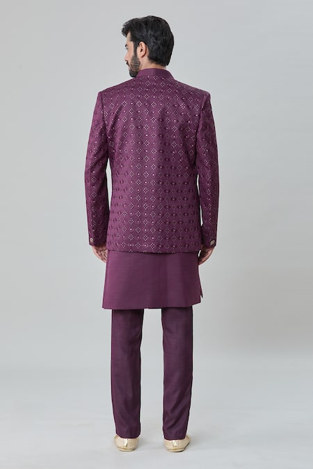 Arihant Rai Sinha Geometric Butti Embroidered Short Sherwani Jacket Pant Set
