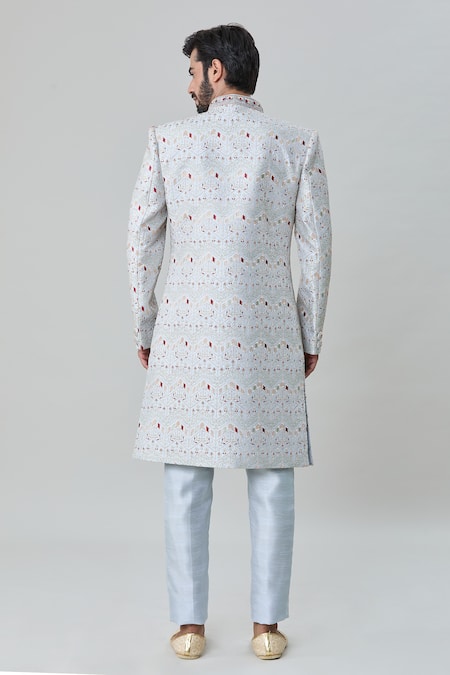 Arihant Rai Sinha Floral Vine Tile Embroidered Sherwani Pant Set 