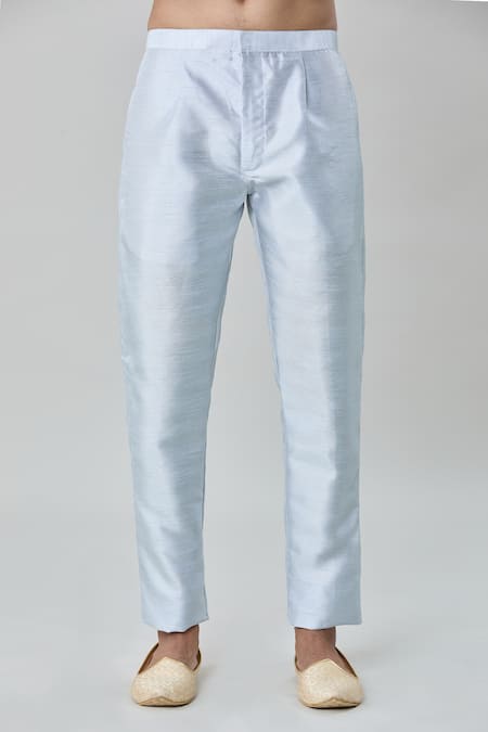 Buy_Arihant Rai Sinha_Blue Silk Embroidery Floral Vine Tile Sherwani Pant Set 