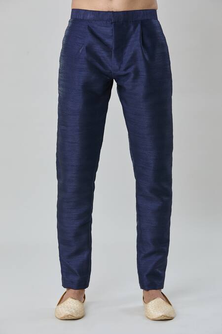 Buy_Arihant Rai Sinha_Blue Silk Embroidery Floret Bud Sherwani Pant Set 