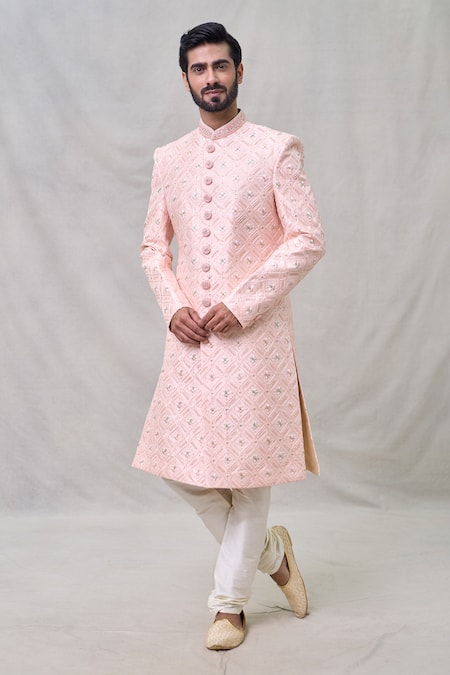 Arihant Rai Sinha Checkered Pattern Sherwani Set 