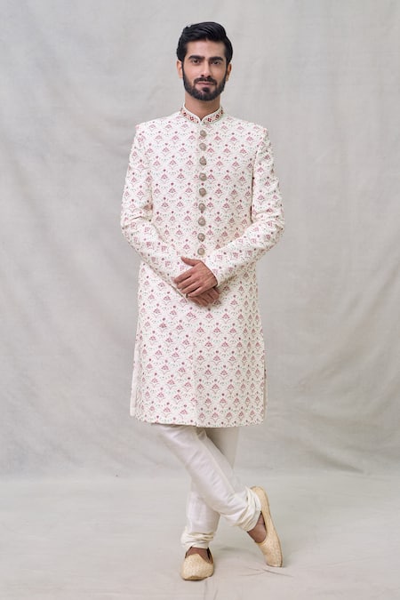 Arihant Rai Sinha Lotus Embroidered Sherwani Set 