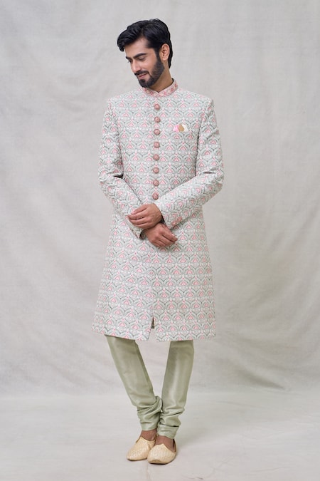 Arihant Rai Sinha Flower Embroidered Sherwani Set 