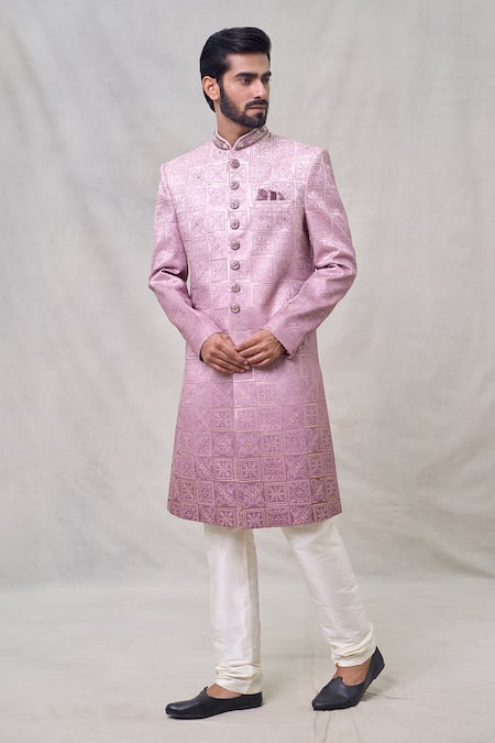 Buy Arihant Rai Sinha Pink Silk, Chiffon Sequins, Embroidery Floral Thread Sherwani Set Online at Aza Fashions Buy_Arihant Rai Sinha_Pink Silk, Chiffon Sequins, Embroidery Floral Thread Sherwani Set _Online_at_Aza_Fashions