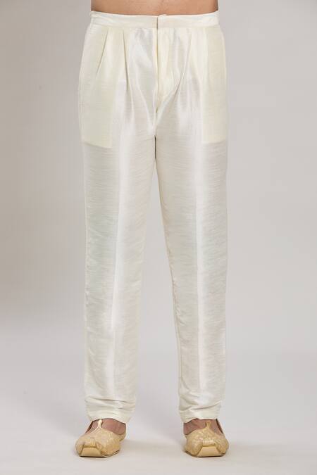 Arihant Rai Sinha_Gold Silk, Faux Leather, Chanderi Sequins, Abstract Pattern Sherwani Set _at_Aza_Fashions