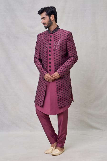 Arihant Rai Sinha Blossom Vine Thread Embroidered Layered Sherwani Set 