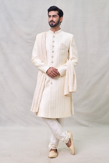 Arihant Rai Sinha Sequin Bahar Vine Embroidered Sherwani Set 