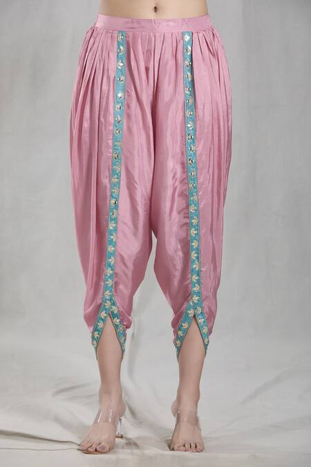Shop Samyukta Singhania Pink Silk Sequins, Beads, Mirrors Embellished Floral Bud Kurta Dhoti Pant Set Online at Aza Fashions Shop_Samyukta Singhania_Pink Silk Sequins, Beads, Mirrors Embellished Floral Bud Kurta Dhoti Pant Set _Online_at_Aza_Fashions