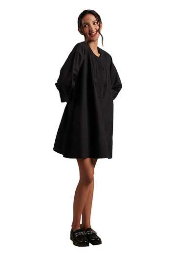 Shop_Moh India_Black Linen Round Neck Zarah Dress _Online_at_Aza_Fashions