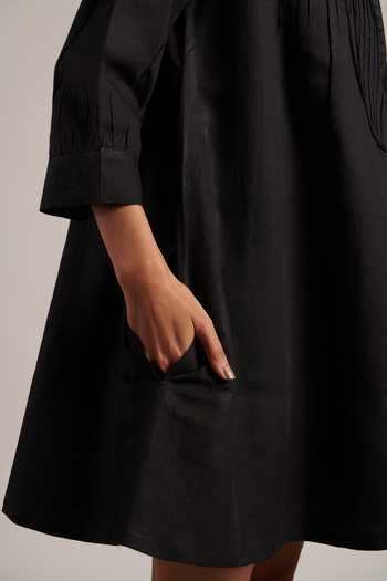 Buy_Moh India_Black Linen Round Neck Zarah Dress 