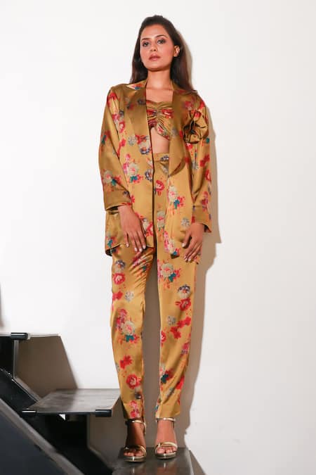 Echke Floral Print Jacket & Pant Set 