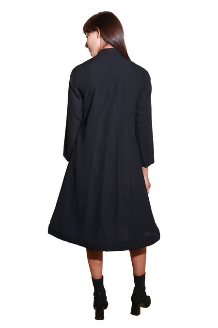 Buy Echke Black Rayon Bandeau Neck Solid Flared Midi Dress Buy_Echke_Black Rayon Bandeau Neck Solid Flared Midi Dress