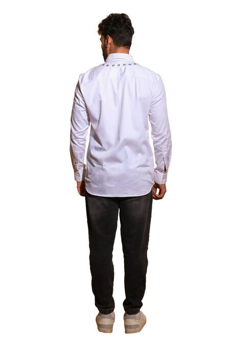 Buy_Echke_White Lycra Eyelet Shirt 