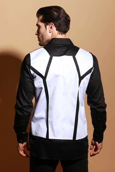 Shop Echke White Lycra Web Pattern Shirt at Aza Fashions Shop_Echke_White Lycra Web Pattern Shirt _at_Aza_Fashions