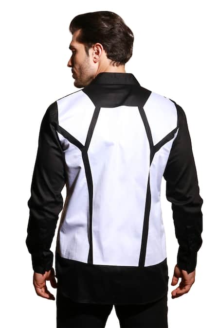 Echke White Lycra Web Pattern Shirt Online at Aza Fashions Echke_White Lycra Web Pattern Shirt _Online_at_Aza_Fashions