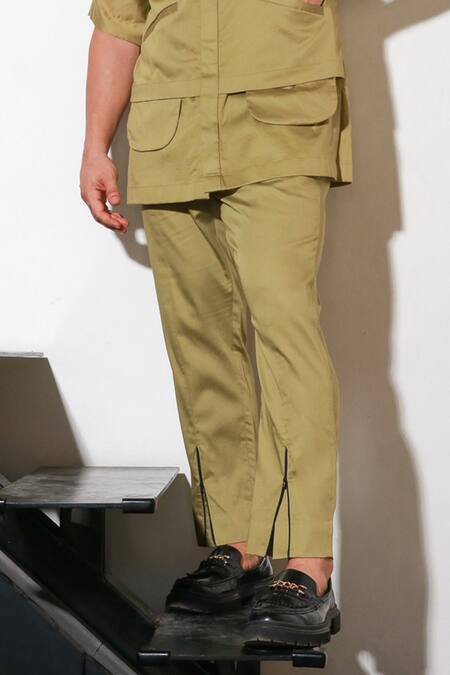 Echke Green Lycra Half Sleeve Shirt And Pant Set Online at Aza Fashions Echke_Green Lycra Half Sleeve Shirt And Pant Set _Online_at_Aza_Fashions