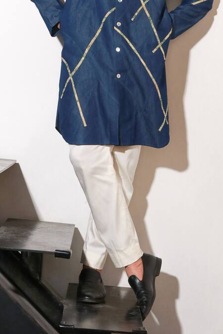 Buy Echke Blue Lycra Abstract Pattern Kurta And Pant Set Online at Aza Fashions Buy_Echke_Blue Lycra Abstract Pattern Kurta And Pant Set _Online_at_Aza_Fashions