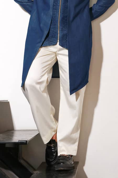 Buy_Echke_Blue Lycra Kurta And Pant Set _Online_at_Aza_Fashions