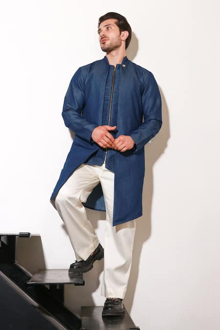 Buy_Echke_Blue Lycra Kurta And Pant Set 