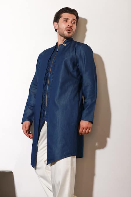 Shop_Echke_Blue Lycra Kurta And Pant Set 
