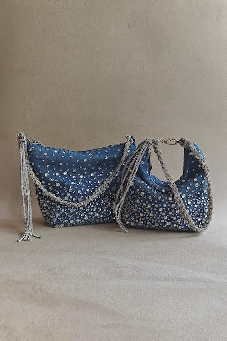 Plode Crystal Galaxy Embellished Potli Handbag 