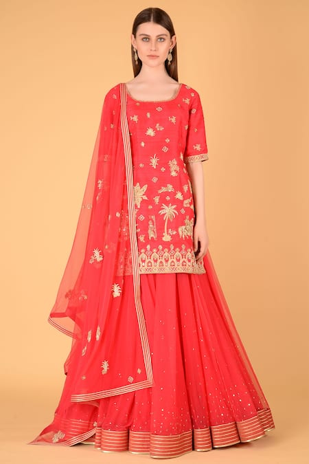 Sahil Kochhar Embroidered Kurta Lehenga Set 