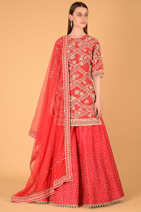 Sahil Kochhar Chanderi Kurta Lehenga Set 