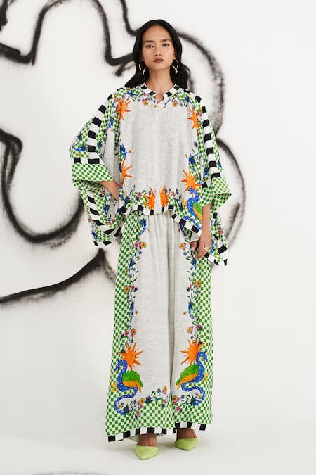 Verb by Pallavi Singhee Ecelectic Print Cape Blouse 